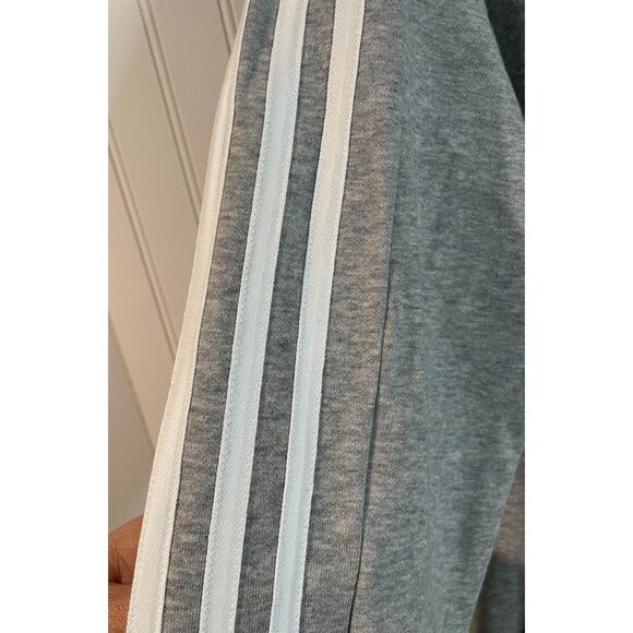 Adidas Gray Hoodie With White Stripes Size L Recycled Cotton & Polyester Blend - Picture 16 of 16